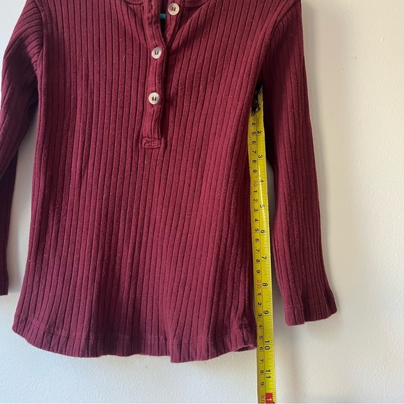 Kate Quinn Kids Burgundy Ribbed Henley Long Sleeve Organic Cotton Top 4T Winter - Picture 7 of 8